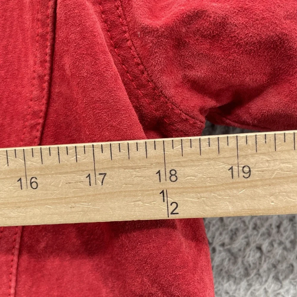 Chico's Suede Jacket Women's 1 Red Leather Y2k 70's Moto Chic Office 90s Classic